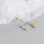 Lade das Bild in den Galerie-Viewer, Simple Oval CZ Crown 925 Sterling Silver Stud Earrings
