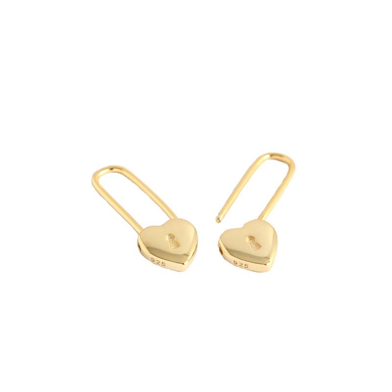 Fashion Heart Lock 925 Sterling Silver Hoop Earrings - SterlingSilberSchmuck