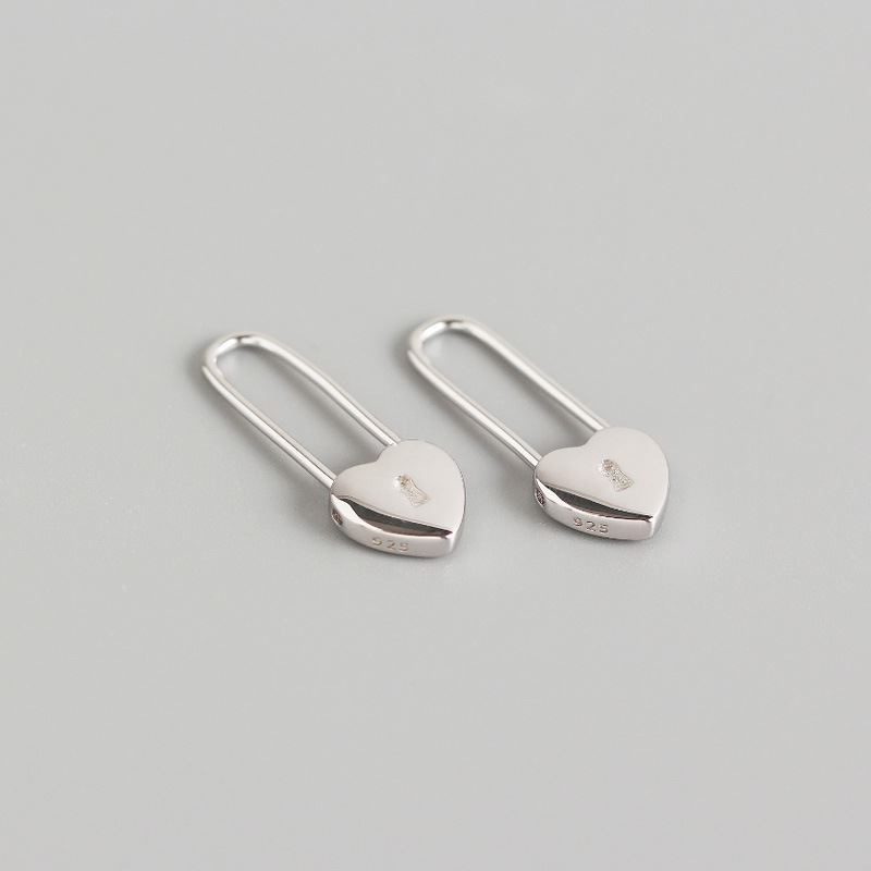Fashion Heart Lock 925 Sterling Silver Hoop Earrings - SterlingSilberSchmuck