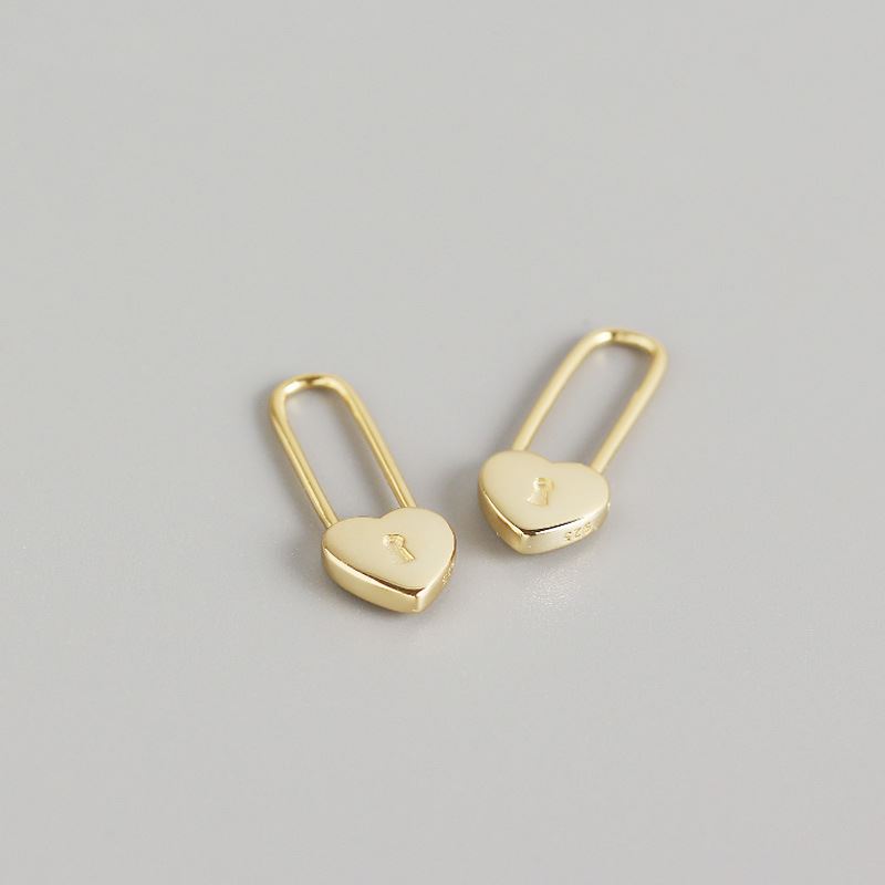 Fashion Heart Lock 925 Sterling Silver Hoop Earrings - SterlingSilberSchmuck