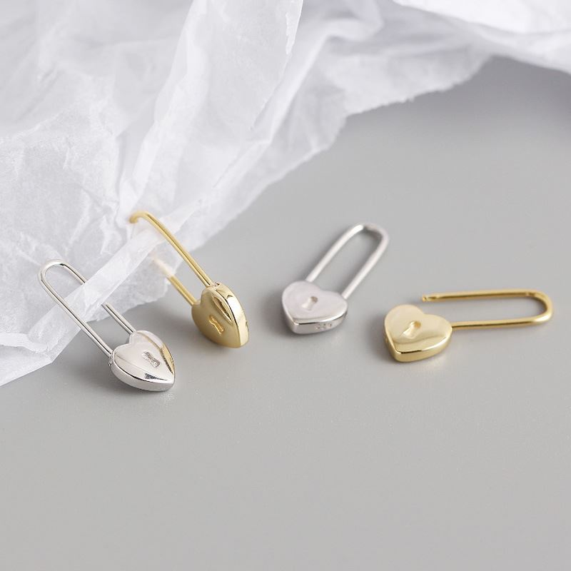 Fashion Heart Lock 925 Sterling Silver Hoop Earrings - SterlingSilberSchmuck