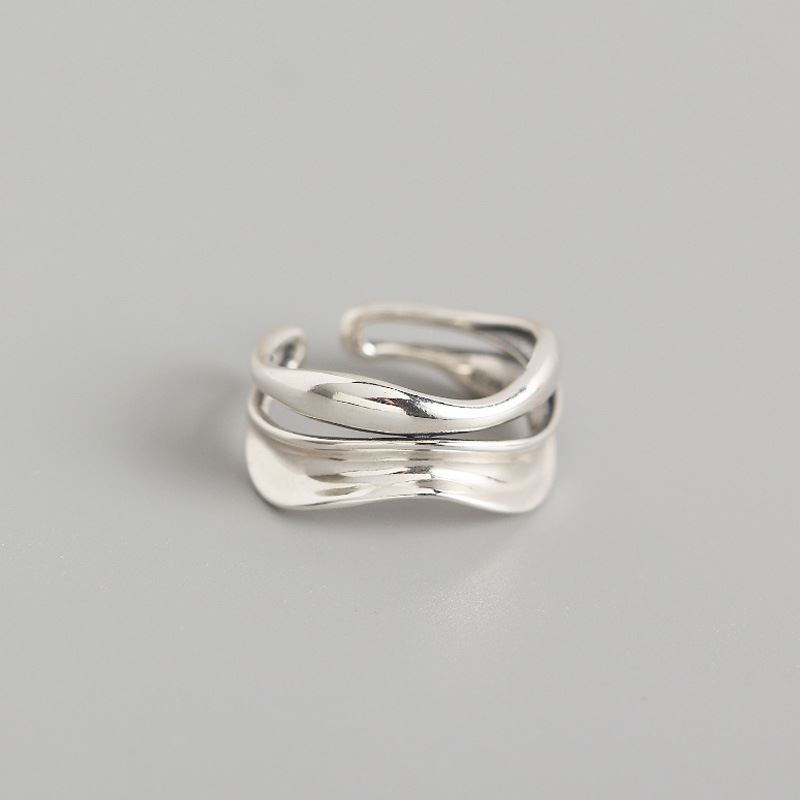 Vintage Concave Convex Ring aus 925 Sterlingsilber – Doppelschicht - SterlingSilberSchmuck