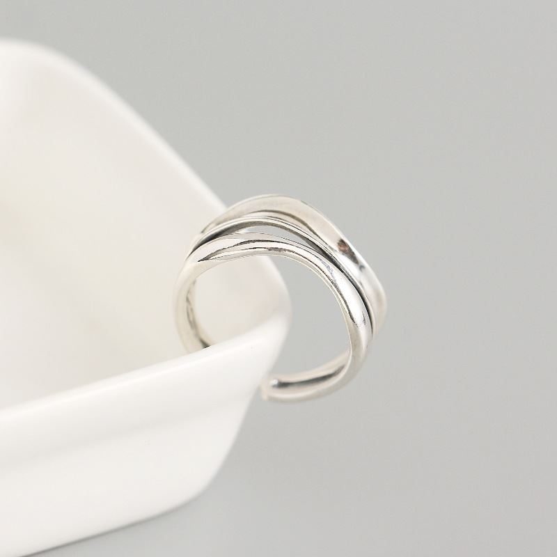 Vintage Concave Convex Ring aus 925 Sterlingsilber – Doppelschicht - SterlingSilberSchmuck