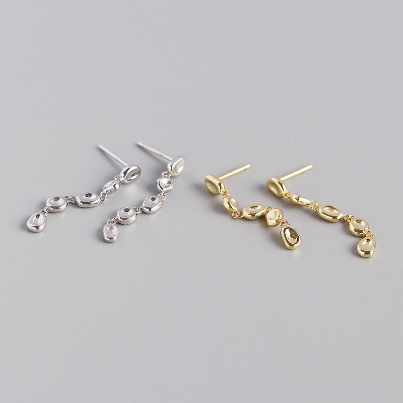 Silverbene Party unregelmäßige runde Geometrie Ohrringe aus 925er Sterling Silber, lockere Damenschmuck, Hängeohrringe