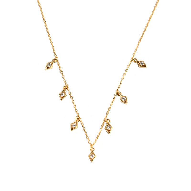 Elegante Silberschmuck Halskette mit Rhombus-Design und Zirkonia, aus 925er Sterling Silber von silverbene.