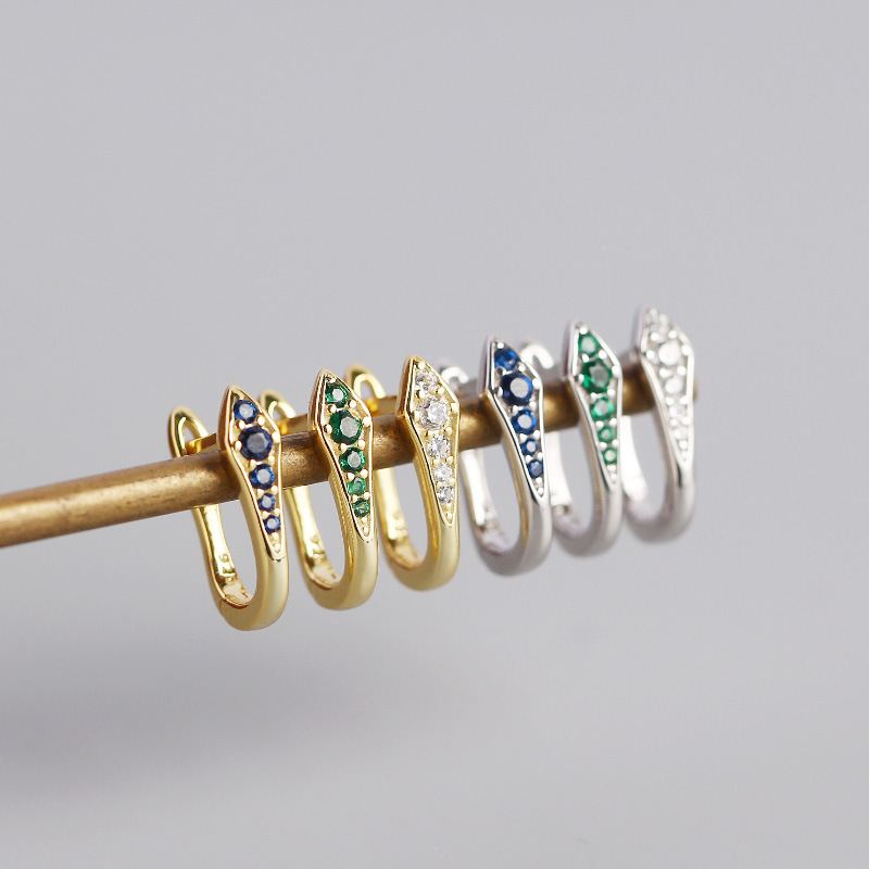 Silverbene Fashion U-Form CZ 925 Sterling Silber Creolen Ohrringe, Nahaufnahme, glänzend und elegant