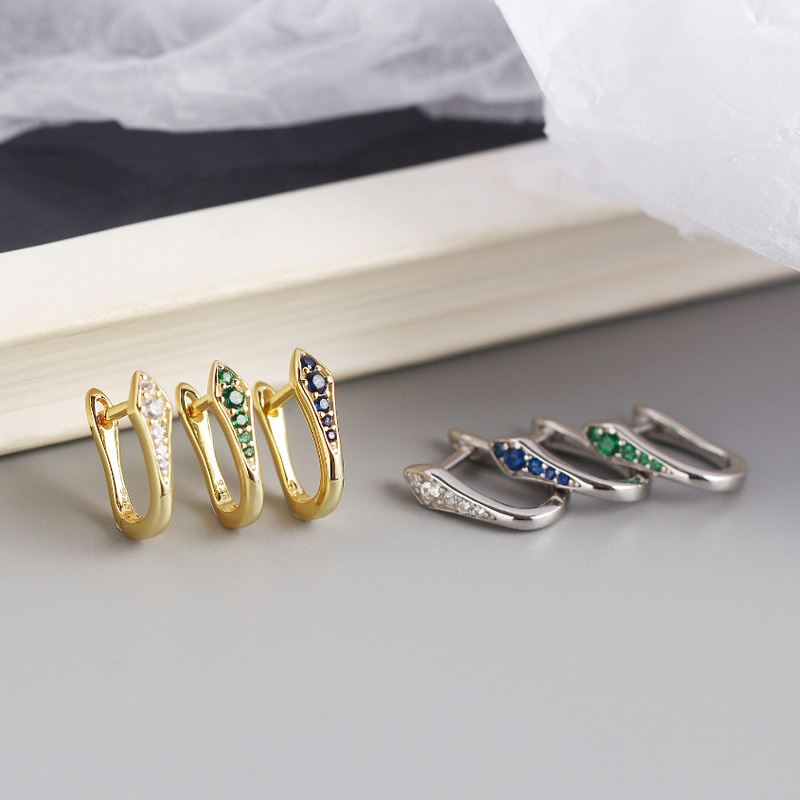 Silverbene U-Form Ohrringe aus 925er Sterling Silber mit Zirkonia, kreisförmige Hänge für eleganten Schmuckstil