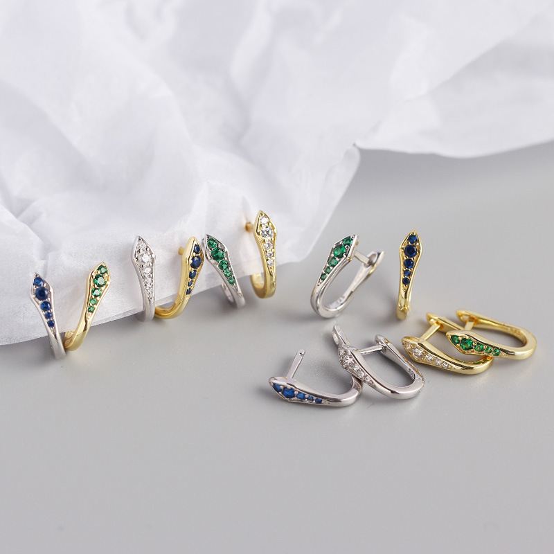 Silverbene Fashion U-Form CZ 925 Sterling Silber Hängeohrringe, glänzend und elegant, mit schimmernden Zirkonia-Steinen.
