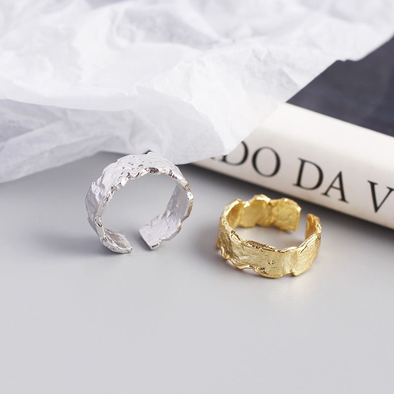 Adjustable modern 925 sterling silver ring by silverbene with a unique folded structure design.