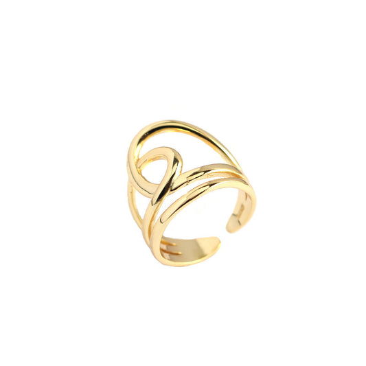 Sterling Silber Ring mit doppelter Linienkreuz-Design, verstellbar, von silverbene, fein gearbeitet und elegant.