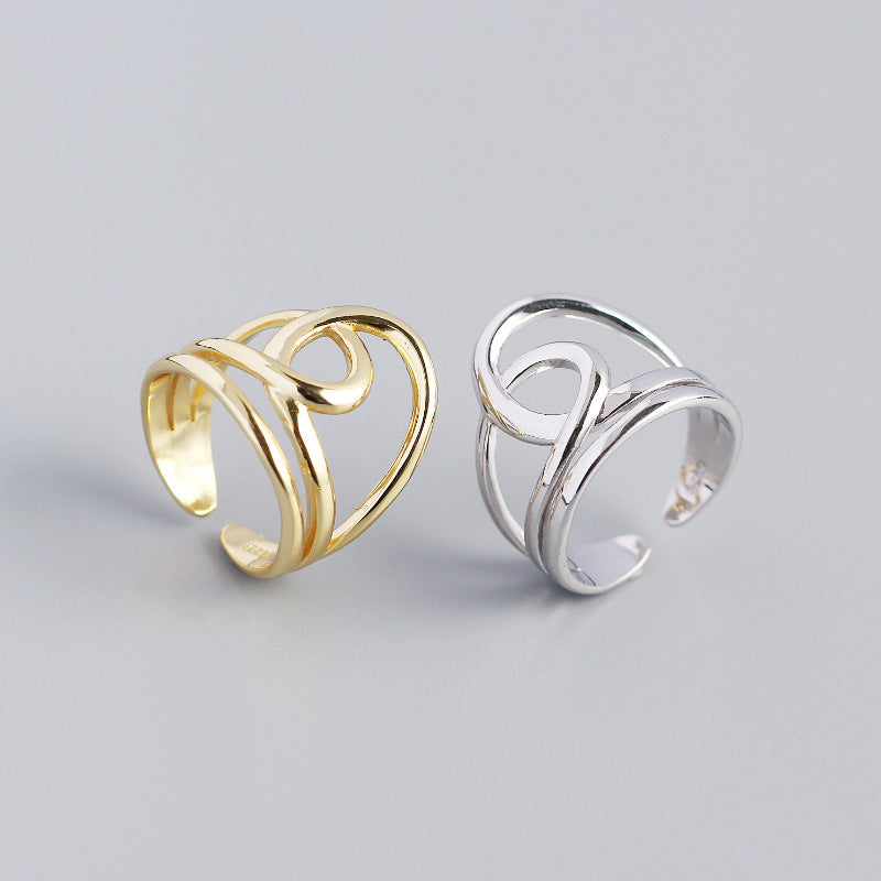925 Sterling Silber Ring mit doppelter Schicht und Kreuzdesign, verstellbar, von silverbene, elegante Schmuckkreation