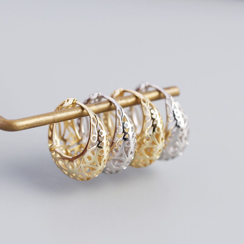 Hohle Kreise Ohrringe aus 925 Sterling Silber von silverbene, kreisförmiges Schmuckstück mit glänzender Oberfläche