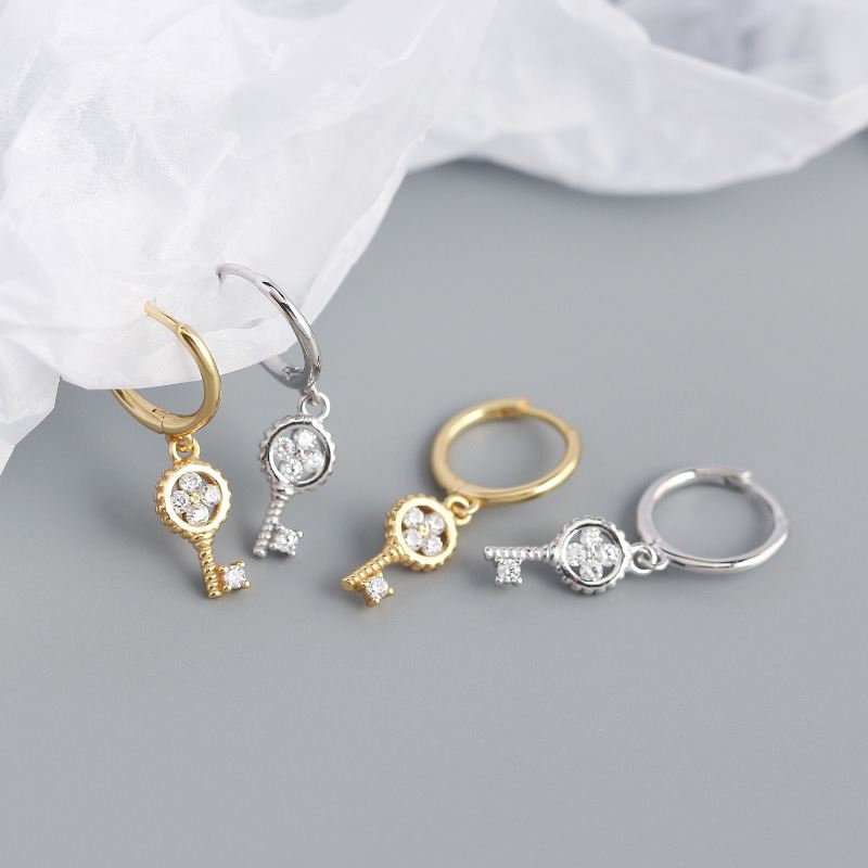 925 Silber Ohrhänger mit vierblättrigem Kleeblatt-Design, silverbene Marken-Schmuck, filigrane Hänge-Ohrringe