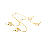 Lade das Bild in den Galerie-Viewer, Geometry Rectangle CZ Chain 925 Sterling Silver Double Holes Earrings
