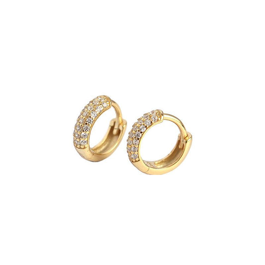 Office CZ Lines 925 Sterling Silver Huggie Hoop Earrings - SterlingSilberSchmuck