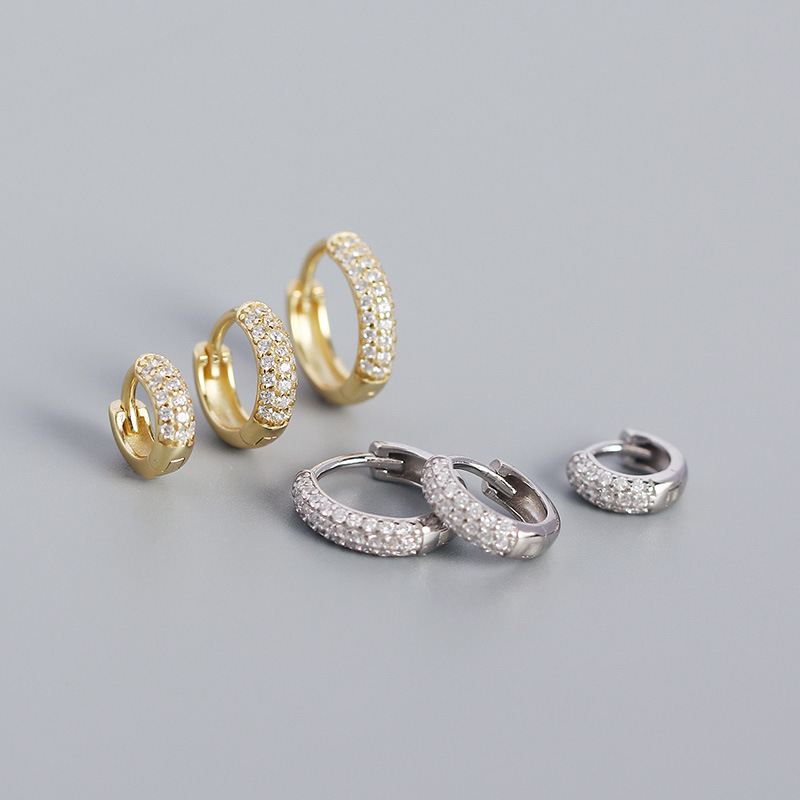 Office CZ Lines 925 Sterling Silver Huggie Hoop Earrings - SterlingSilberSchmuck