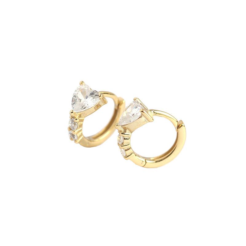 CZ Herz Hoop Ohrringe aus 925 Sterlingsilber – Mädchen - SterlingSilberSchmuck