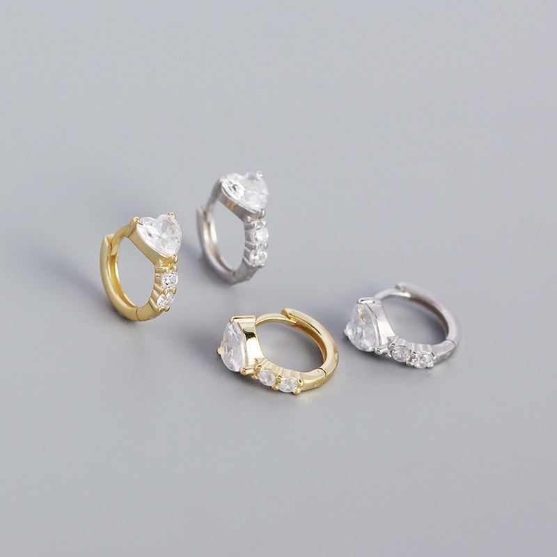 CZ Herz Hoop Ohrringe aus 925 Sterlingsilber – Mädchen - SterlingSilberSchmuck