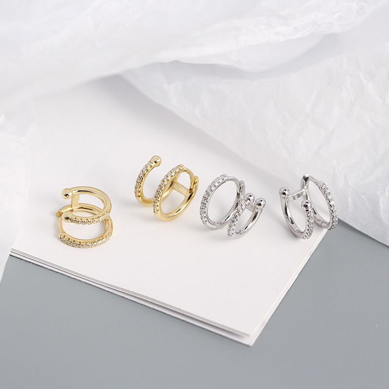 Sterling Silber Ohrringe mit geometrischen Doppel-CZ-Kreisdesign, silverbene, Hängeohrringe, elegante Kreiselemente