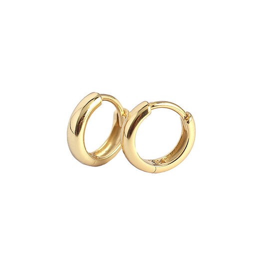 Minimalism Small Circle 925 Sterling Silver Huggie Hoop Earrings - SterlingSilberSchmuck