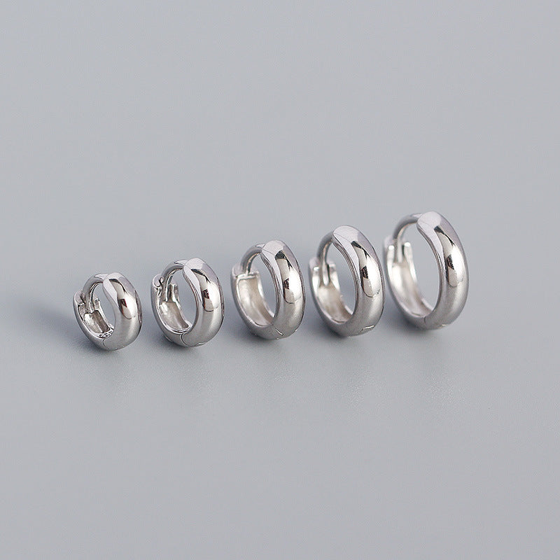 Minimalism Small Circle 925 Sterling Silver Huggie Hoop Earrings - SterlingSilberSchmuck
