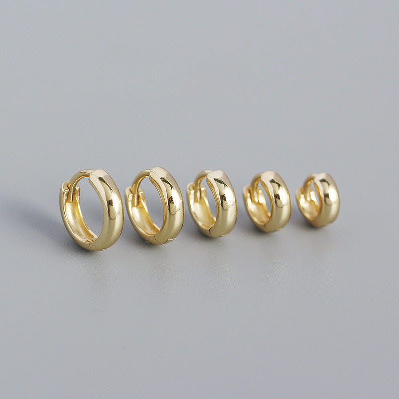 Minimalism Small Circle 925 Sterling Silver Huggie Hoop Earrings - SterlingSilberSchmuck