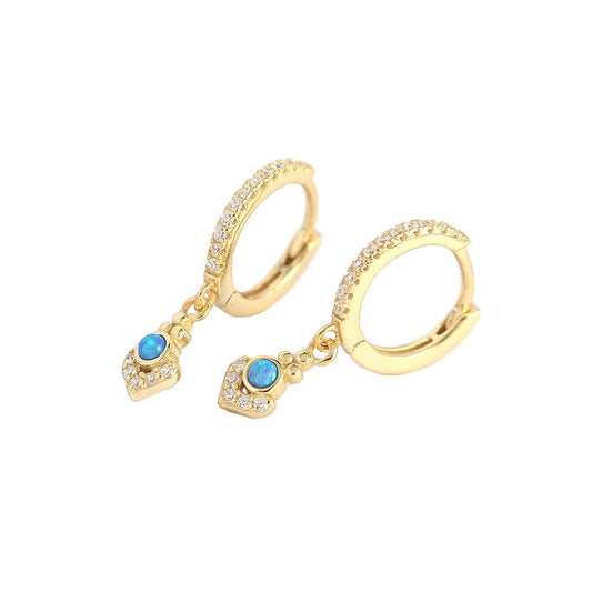 Boho Opal Geometrie Hoop Ohrringe 925 Sterlingsilber Elegant