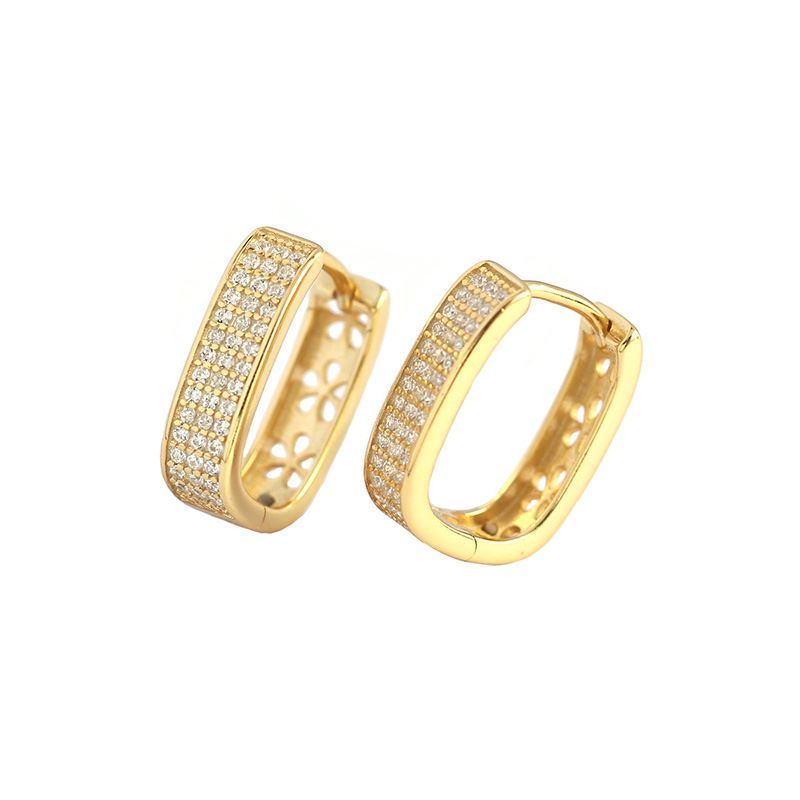 Silverbene Office Micro Setting CZ Creolen in U-Form aus 925er Sterling Silber, elegante Ohrschmuck