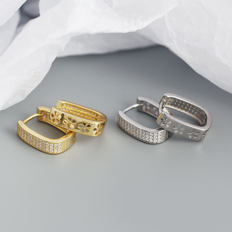 Sterling Silber Creolen in U-Form, Office Micro Setting CZ, silverbene, elegante Ohrschmuck, feine Schmuckstücke