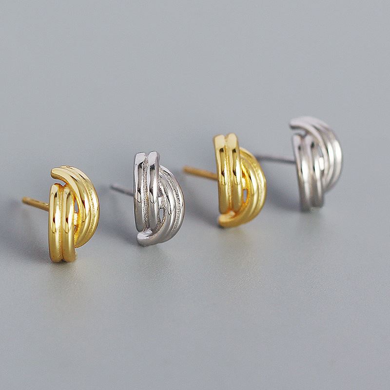 Echtsilber Ohrringe in C-Form, silverbene, einfache runde Hängeohrringe aus 925 Sterling Silber