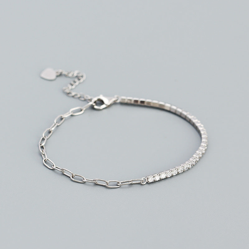 Classic Round-Cut 925 Sterling Silver CZ Gemstone Tennis Bracelet - SterlingSilberSchmuck