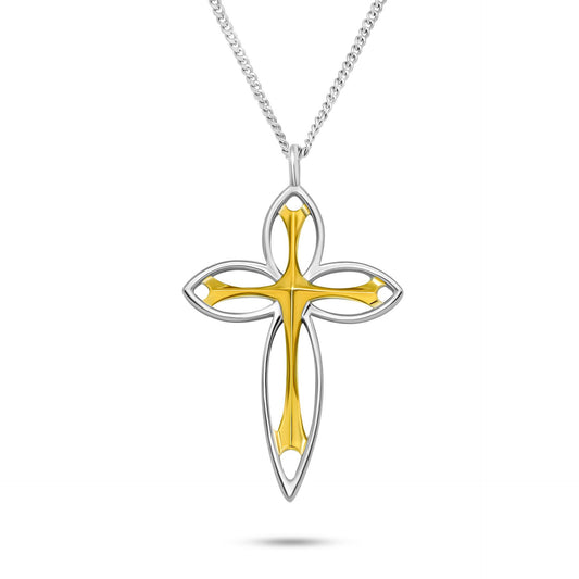 Hollow Goldenes Kreuz Anhänger aus 925 Sterlingsilber – Elegant - SterlingSilberSchmuck