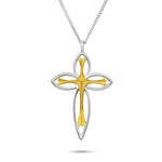 Lade das Bild in den Galerie-Viewer, Elegant Hollow Golden Cross 925 Sterling Silver DIY Pendant
