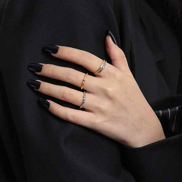 Minimalism CZ Irregular 925 Sterling Silver Adjustable Ring - SterlingSilberSchmuck