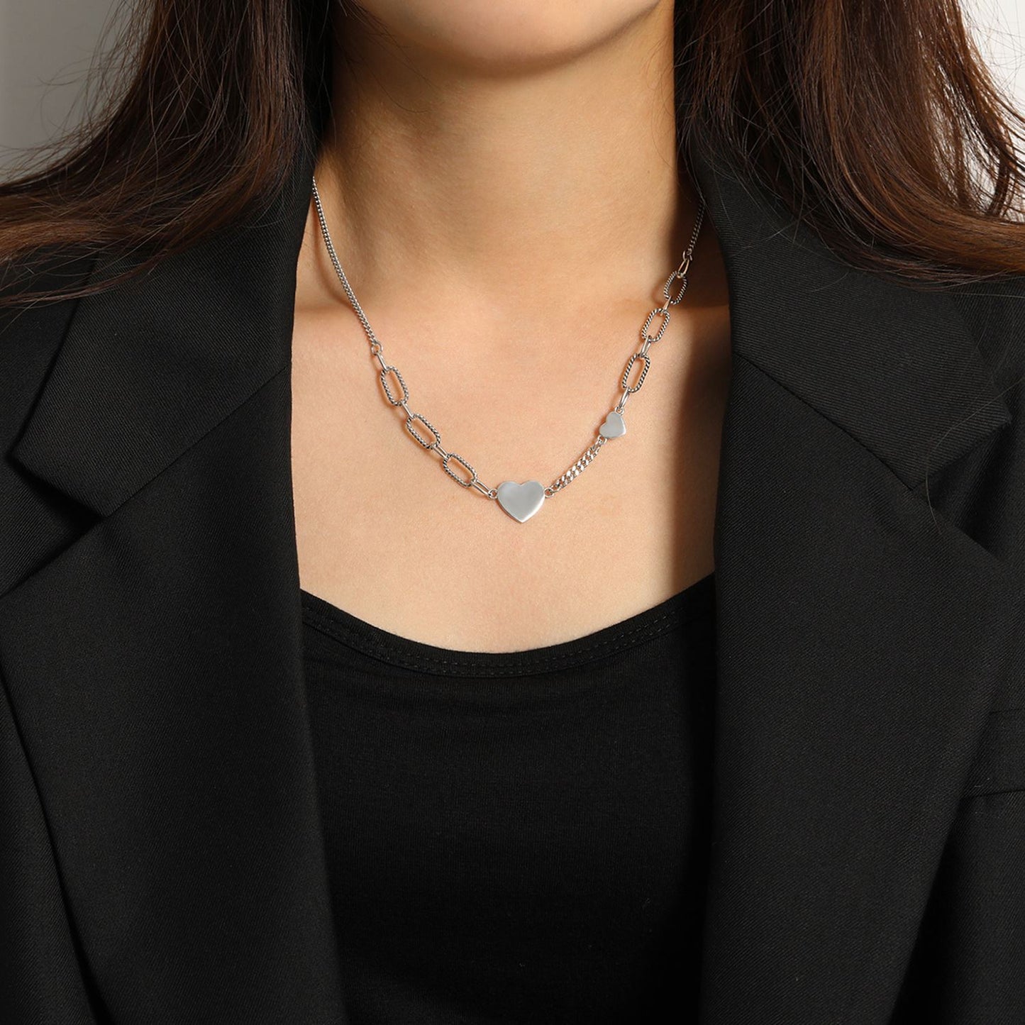 Herz Hohlkette 925 Sterlingsilber Minimalistisch Elegant
