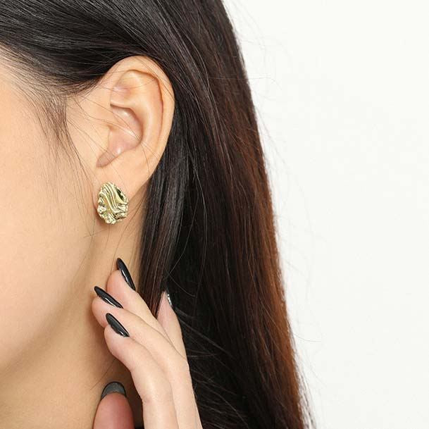 Simple Corrugation Irregular 925 Sterling Silver Stud Earrings - SterlingSilberSchmuck