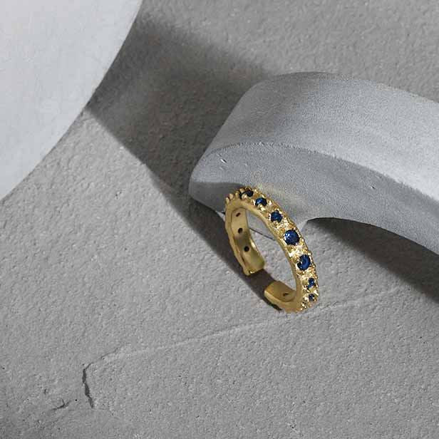 Modern Irregular Blue CZ 925 Sterling Silver Adjustable Ring - SterlingSilberSchmuck
