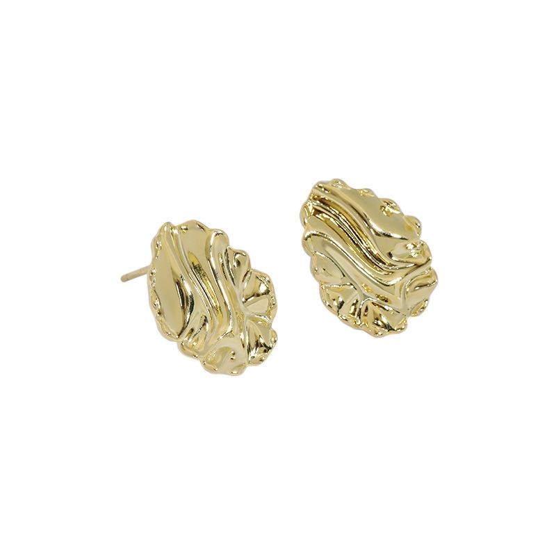 Simple Corrugation Irregular 925 Sterling Silver Stud Earrings - SterlingSilberSchmuck