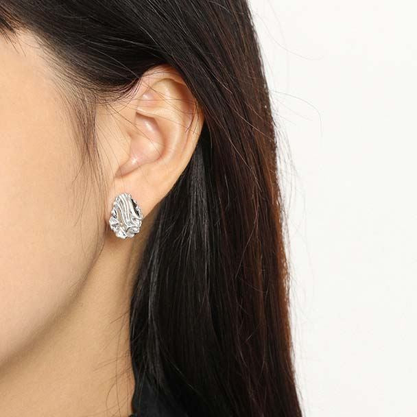 Simple Corrugation Irregular 925 Sterling Silver Stud Earrings - SterlingSilberSchmuck