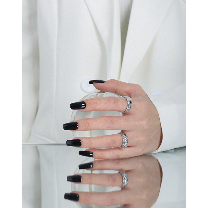 Blauer CZ Ring 925 Sterling Silber unregelmäßig elegant modern
