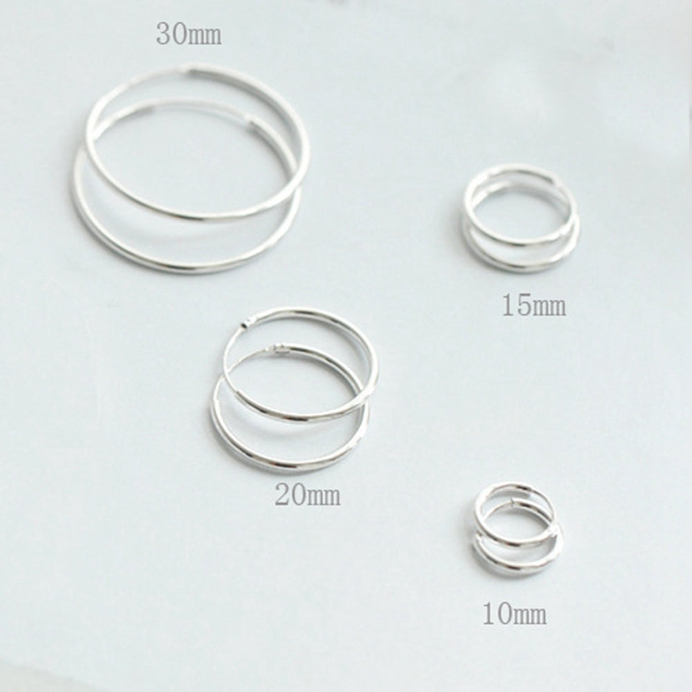 Simple Concise Elegant Women 925 Sterling Sliver Huggie Hoop Earrings - SterlingSilberSchmuck