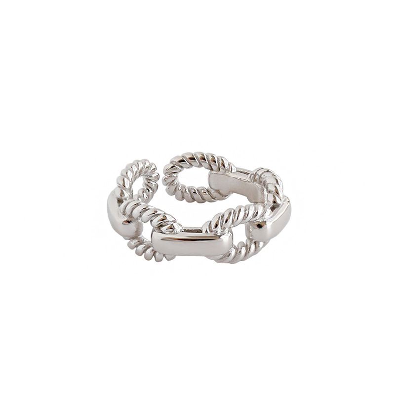 Fashion Twisted Hollow Chain 925 Sterling Silver Adjustable Ring - SterlingSilberSchmuck
