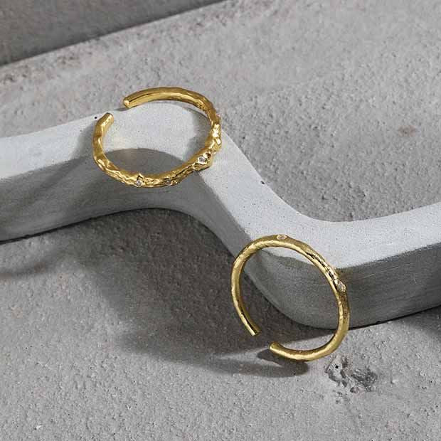 Minimalism CZ Irregular 925 Sterling Silver Adjustable Ring - SterlingSilberSchmuck