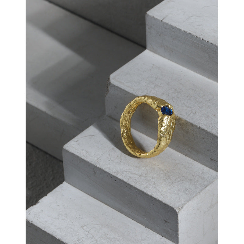 Blauer CZ Ring 925 Sterling Silber unregelmäßig elegant modern