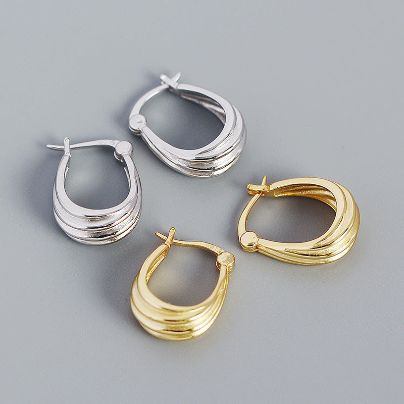 Spiral Geometrie Hoop Ohrringe 925 Sterlingsilber Modern