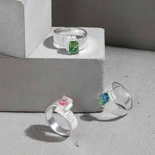 Smaragd CZ Ring Vintage 925 Sterling Silber verstellbar modern