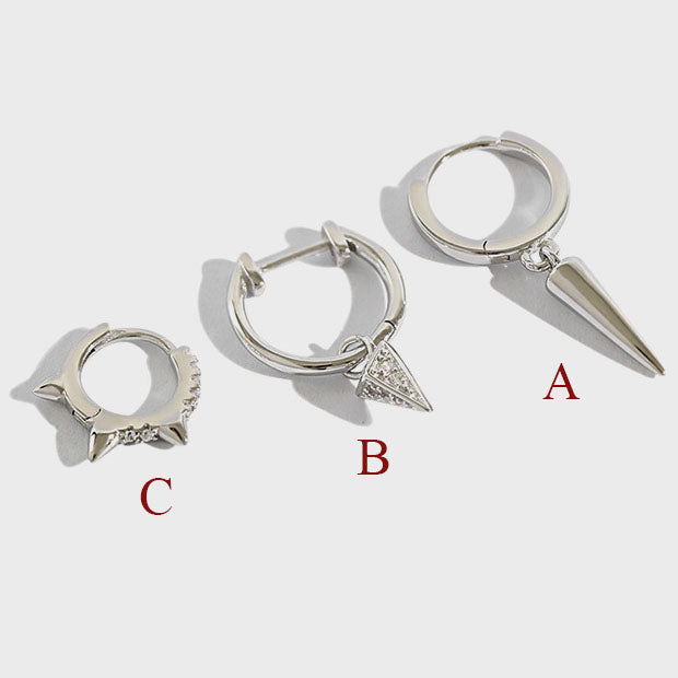 Geometry Rivet Fashion 925 Sterling Silver Hoop Earrings - SterlingSilberSchmuck