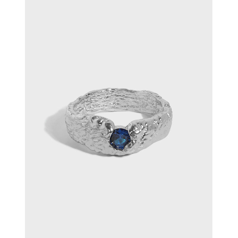 Blauer CZ Ring 925 Sterling Silber unregelmäßig elegant modern