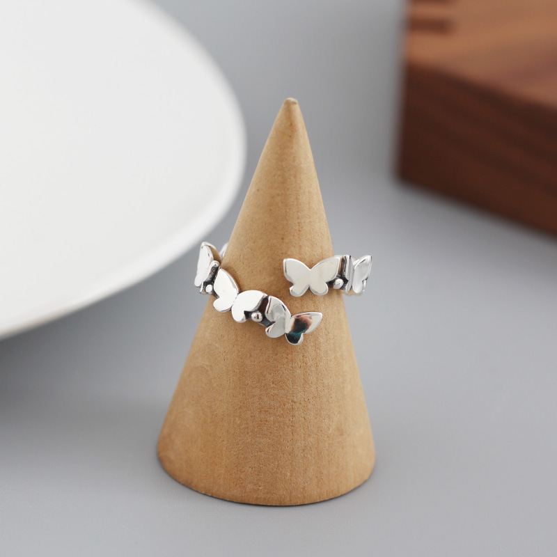 Vintage Mini Flying Butterflies 925 Sterling Silver Adjustable Ring - SterlingSilberSchmuck