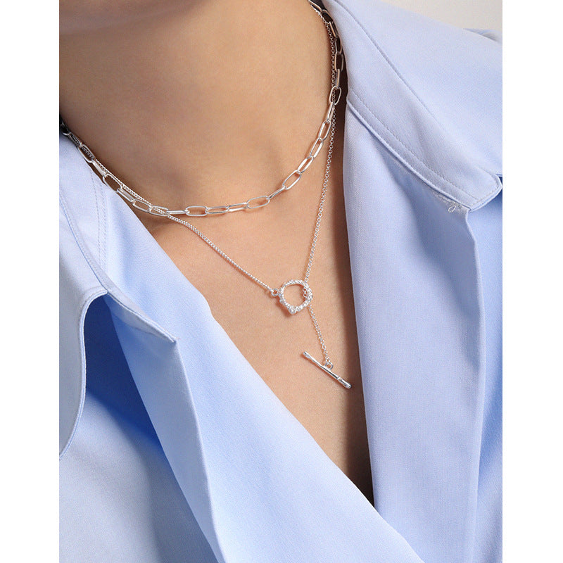 OT Halskette 925 Sterling Silber unregelmäßig elegant Büro